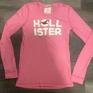 Hollister Kids Long Sleeve Tee in Pink and White